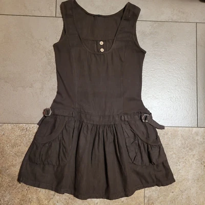 madonna Leinen/Baumwolle Kleid Tunika braun ärmellos Gr: S - Bild 1 von 4