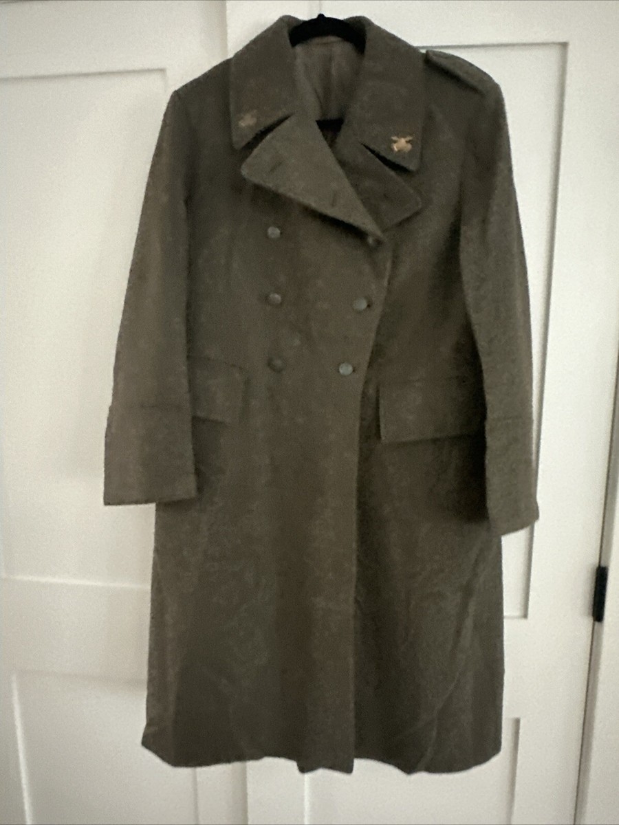 ジャケット・アウター 50s French Vintage Military Wool P-Coat French Army | Vintage 1960s Military Pea Coat | Khaki Wool