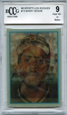 1986 Sportflics Rookies #13 Barry Bonds Rookie Card BGS BCCG 9 Near Mint+. rookie card picture