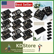 Elegant 18-Piece Velvet Jewelry Tray Set for Stylish Organization