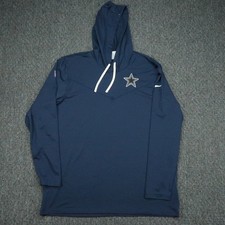 Dallas Cowboys Hoodie Mens XL Blue Nike Dri FIT Pullover Hooded Lightweight