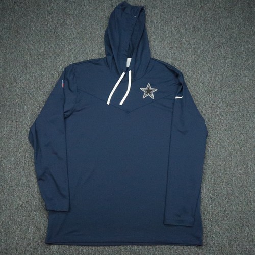 Dallas Cowboys Hoodie Mens XL Blue Nike Dri FIT Pullover Hooded Lightweight