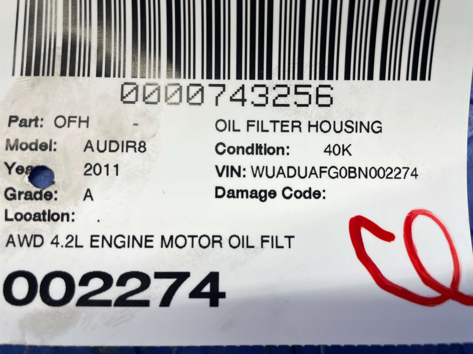 Audi R8 2011-2015 Oil filter housing