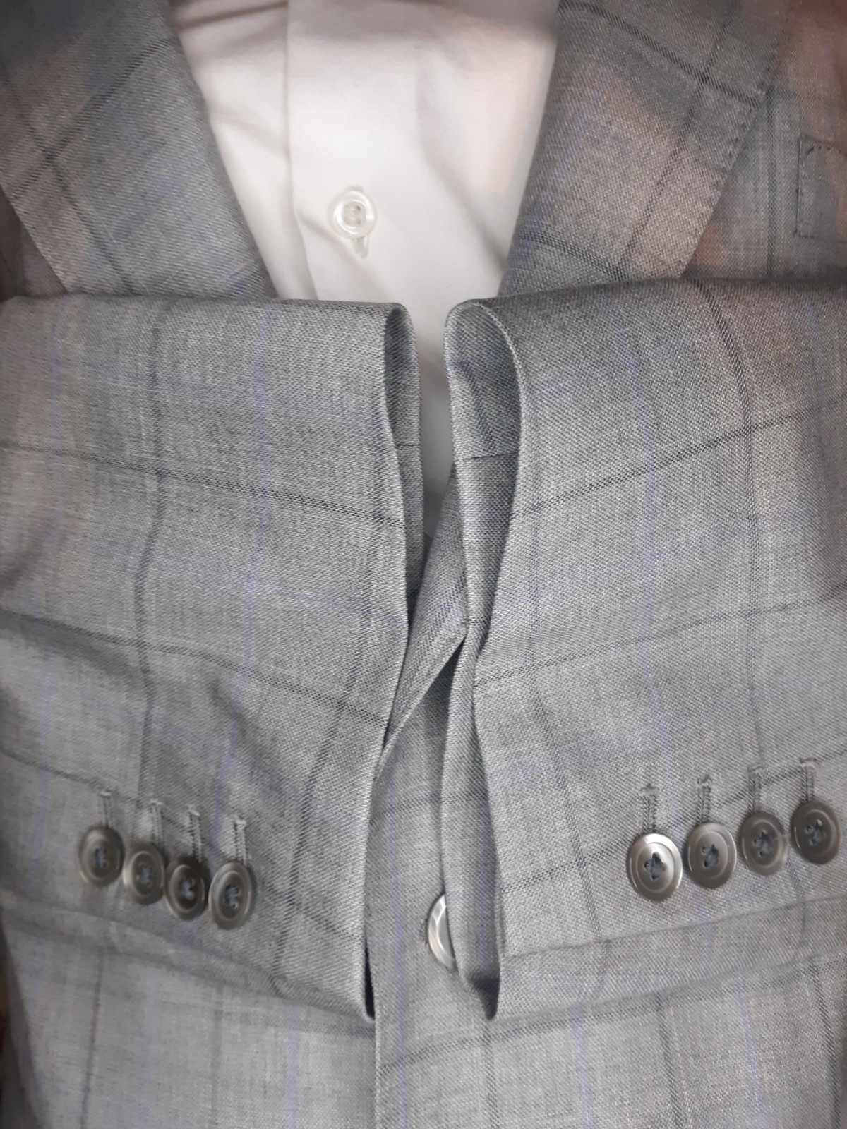 Bespoke Custom Tailored Light Gray Windowpane  Wo… - image 2