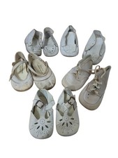 Vintage 1950s White Leather Baby Shoes Various Brands 5 Pairs