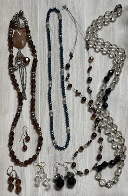 Grandma s Jewelry Drawer Estate Lot Faceted Beads Vintage Necklaces & Earrings