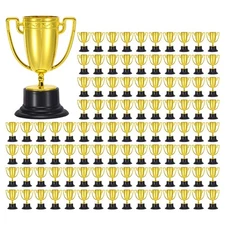 100Pcs Mini Gold Trophies Award Cups Plastic 3.3Inch Small Sports Trophy Prizes