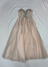 Strapless light pink Tulle princess sparkly prom dress silver gold sequins