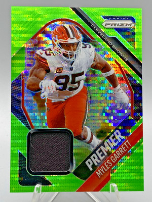2025 Panini Prizm MYLES GARRETT Premier Patch Green Pulsar #PJY-MGT Browns