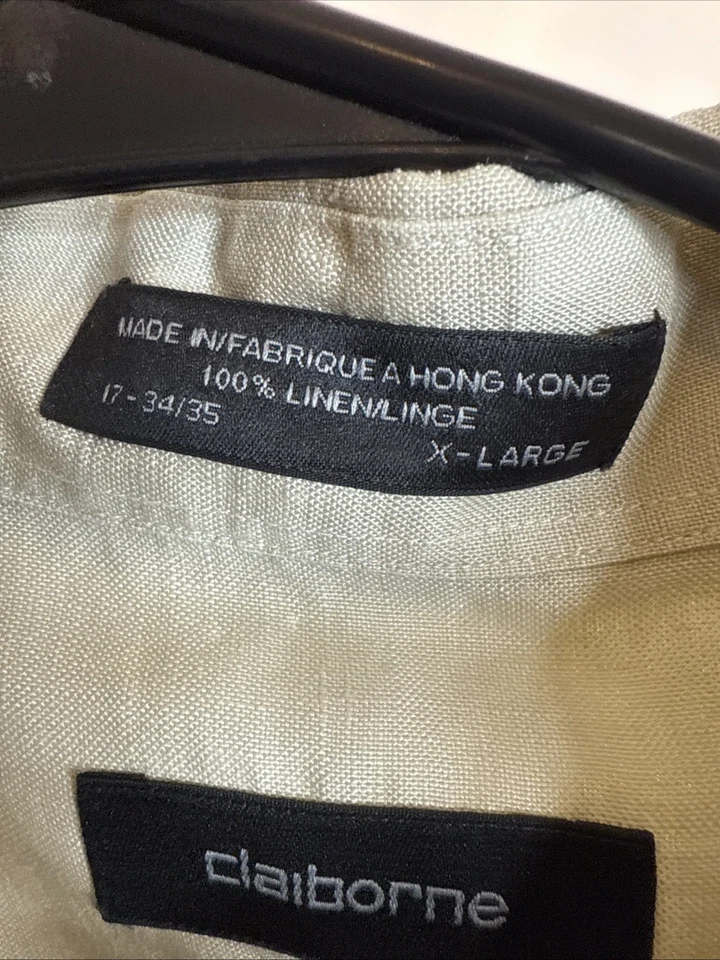 Claiborne светло-коричневый 100% льняной платье рубашка sz 17 34/35 XL - Изображение 4 из 4