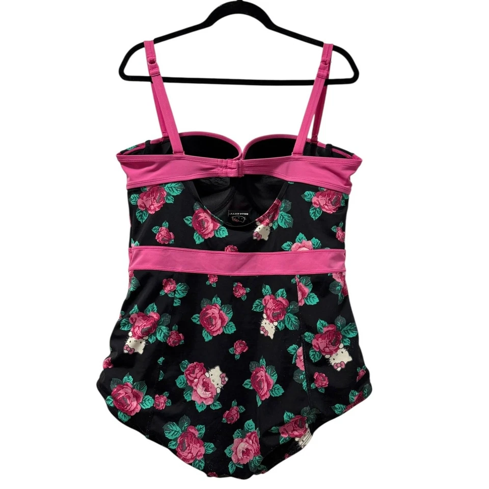 Torrid 2 (2X 18/20) Hello Kitty Roses One Piece Underwire Push Up Bra Swimsuit - Image 3 of 4