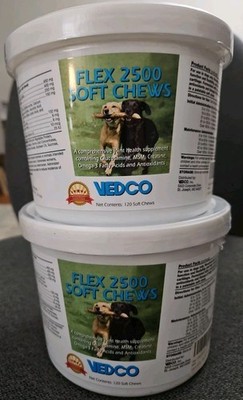 2 Containers Flex 2500 Joint Support for Dogs 120 Soft Chews Per Pack Vedco New
