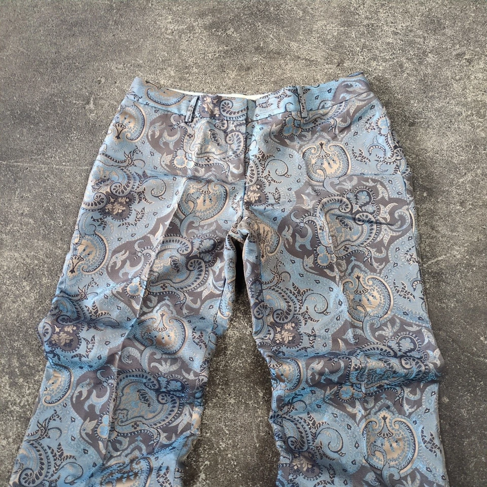 Express Flare Pants Womens 6 Green Iridescent Paisley Motif Editor Shimmer - Image 2 of 4