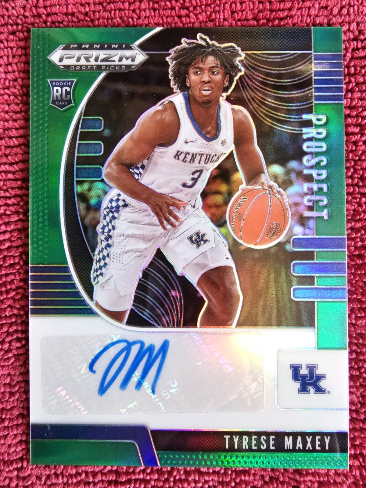 2020 Panini Prizm DP Green Refractor Tyrese Maxey Rookie Auto Sixers Kentucky 🔥