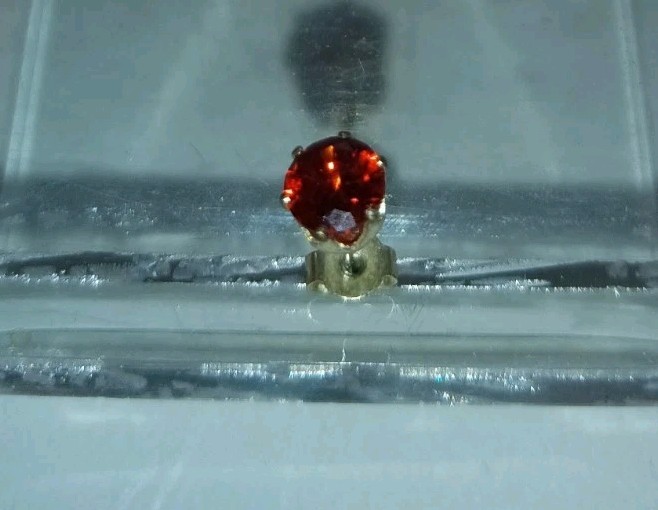 Orange Ruby Earring Stud Sterling Silver x1 Count… - image 2