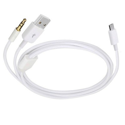 Micro USB-B Male to USB-A2.0 Male & 3.5mm Aux Standard Cable Audio Charging 2...