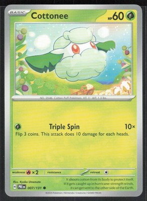 2025 Scarlet & Violet Series - Prismatic Evolutions Cottonee Common #7