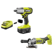 ONE+ 18V Cordless 2-Tool Combo Kit w/1/2"Impact Wrench,4-1/2"Angle Grinder,4.0 A