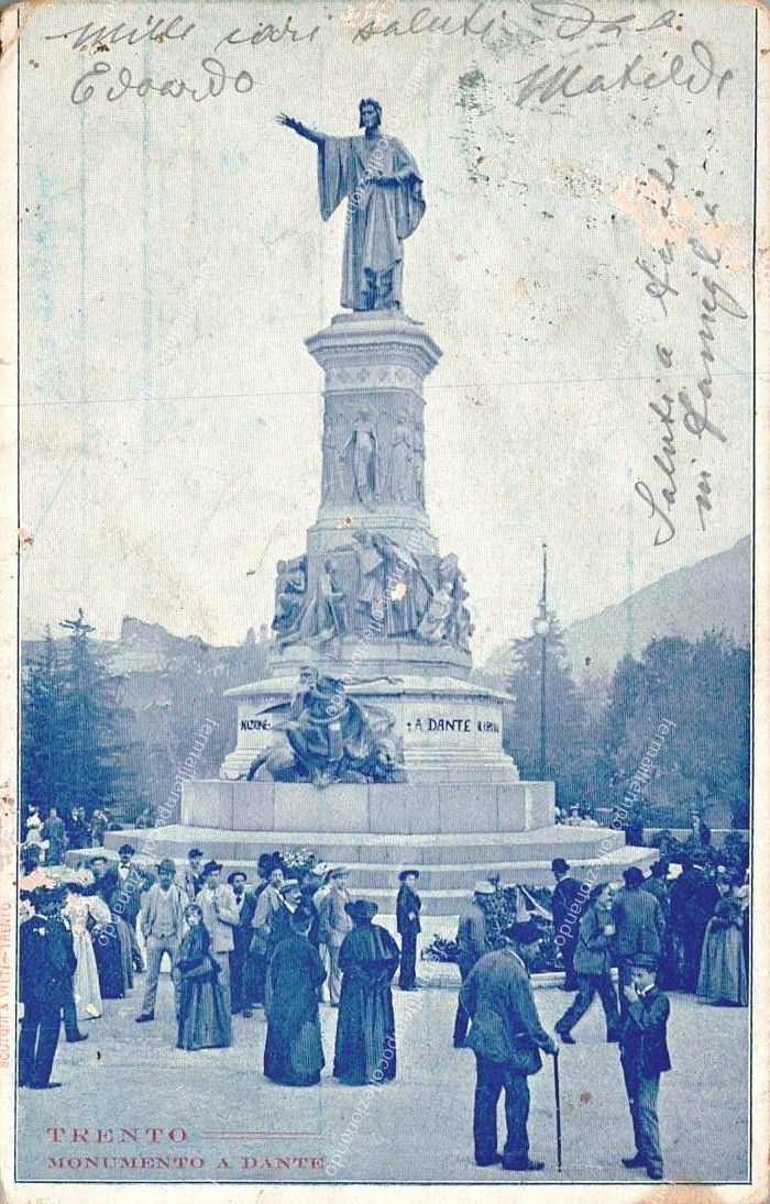 eq152 cartolina trento,monumento a dante
