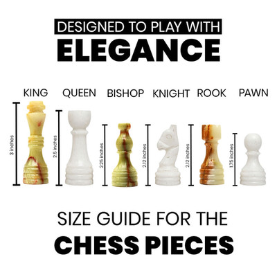 Green White Onyx Chess Pieces Only with Storage Box Handmade Marble Chessmen