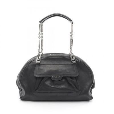 【レア品・美品】BVLGARI　バケツ型バック BVLGARI Parentesi Bowling Chain Shoulder Bag leather Black Used