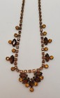 Vintage Citrine Topaz Yellow Rhinestones Necklace Open Back Marquise  — photo 4