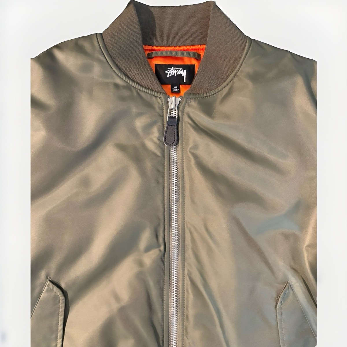STUSSY X COMME DES GARCONS MA-1 BOMBER JACKET 'OLIVE/ORANGE' | eBay
