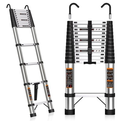 Telescoping Ladder 16.5 FT Stainless Steel Extension Ladder with 2 Detachable...