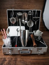 Set Barman Professionale 25 Pezzi in Valigetta - Cocktail Kit Mixology Completo