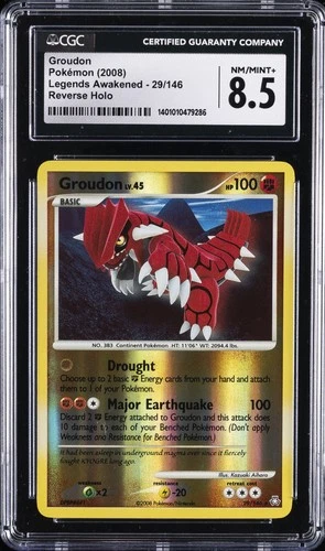 2008 POKEMON LEGENDS AWAKENED REVERSE HOLO #29 GROUDON CGC 8.5