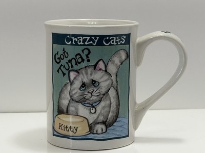 Crazy Cats- Got Tuna? Coffee Tea Mug w Paw Print Handle & Cat Inside Mug 8 oz
