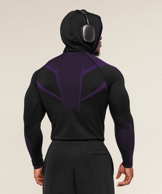 🟣 Gymshark Onyx 5.0 Seamless Hoodie Black/Purple✓ Size LARGE
