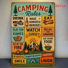 Camping Rules Vintage Rustic Iron Tin Metal Signs Home Décor 8x12