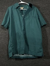 Scandia Woods Mens Button Up Shirt Short Sleeve Green With White Dots Size M