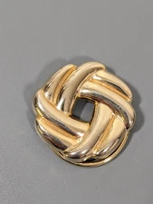 Vintage Gold Tone Knot Round Circle Scarf Dress Clip Jeri Lou Signed
