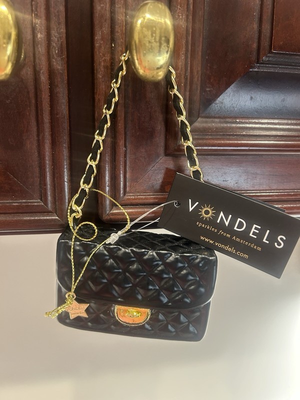 Vondels Xmas Chanel Bag Ornament - classic black quilted bag NWT
