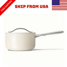 Caraway Home 3 qt Non-Stick Ceramic Saucepan and Lid Cream NEW