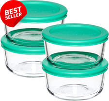 Glass Food Storage Set Containers with Mint Lids BPA Free Oven Microwave Safe