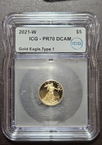 2021-W Proof $5 Type 1 American Gold Eagle 1/10 oz ICG PR70 DCAM
