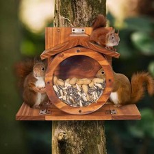 Wooden Squirrel Feeder Wooden Chipmunk Feeder Food Dispenser Wall Mounted