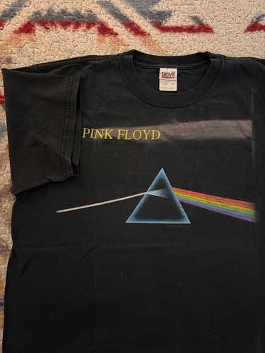 Vintage 90s Pink Floyd Dark Side Of The Moon Band T-Shirt Size L Faded Anvil