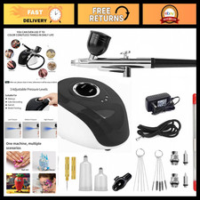 Dual-Action Airbrush Kit with Compressor, 48PSI, 0.2mm/0.3mm/0.5mm Nozzles for N