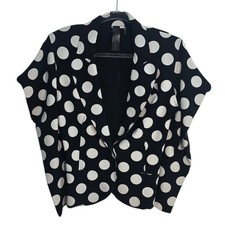 Norma Kamali Exposed Seam Single Breast Blazer Big Polka Dot Open Drape Shoulder