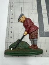 Golfer Door stop Cast Iron Vintage Club golf man figure red cap