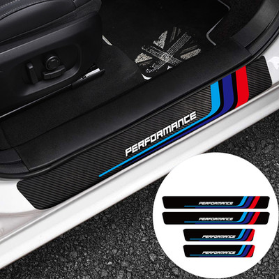 4x Car Scuff Plate Door Sill Cover Protect Tri Color For BMW X1/X3/X5 M5 Series