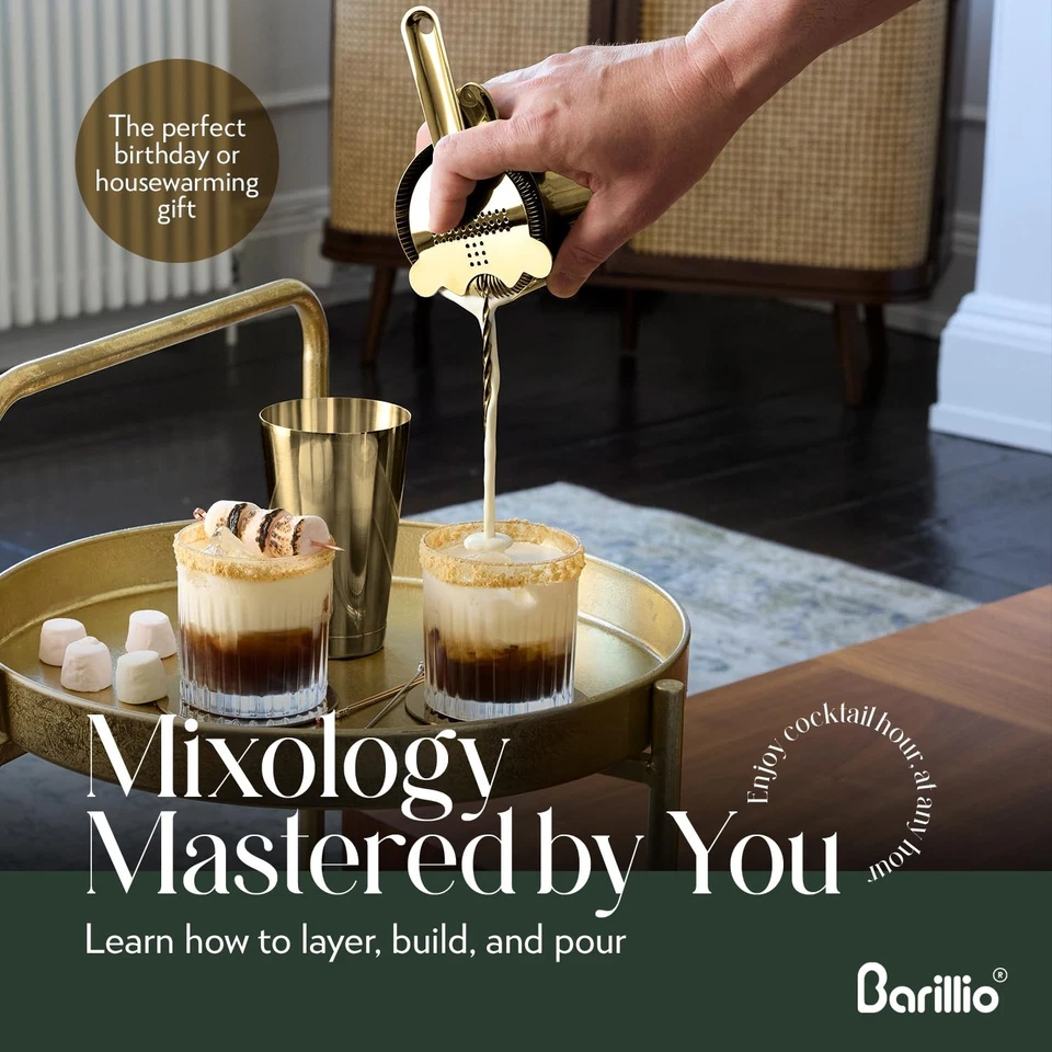 Juego de herramientas de barra Pro Edition - Juego de coctelera de acero inoxidable dorado - Mixolog... Foto 3 de 4