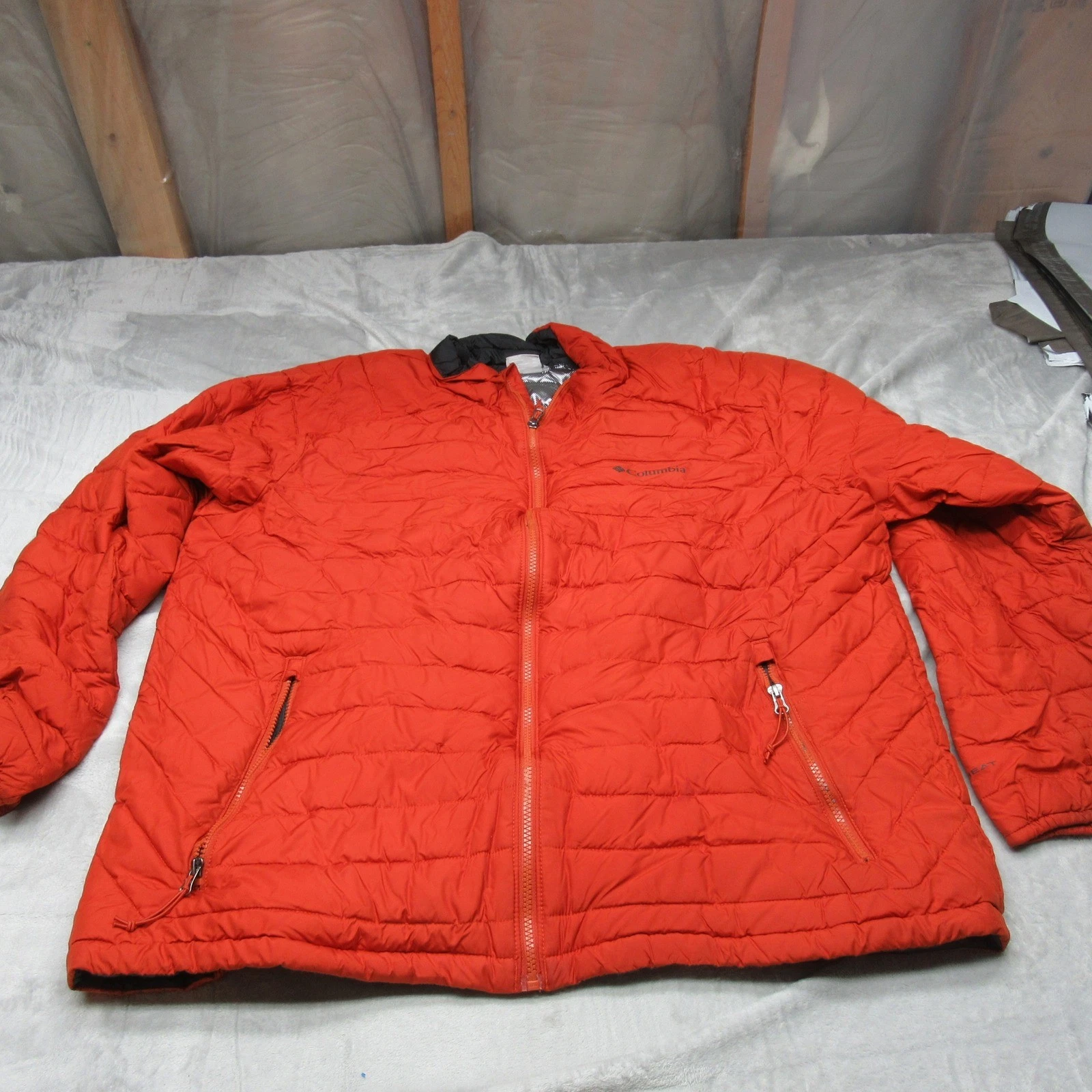 Columbia Jacket Mens XXL Orange Powder Lite II Omni Heat Quilt Insulated READ