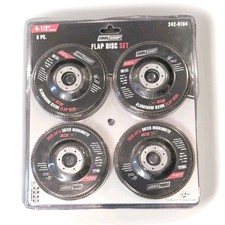 Flap Disc Set 4.5" Typ.27 - 7/8" Arbor 36-60-80-120 Grits - 8 Pack NEW