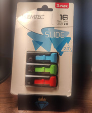 EMTEC Slide 2.0 16GB USB 2.0 Flash Drive 3-Pa...