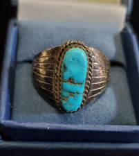 MEN'S 925 STERLING SILVER RING TURQUOISE Size 12 NEEDS TLC